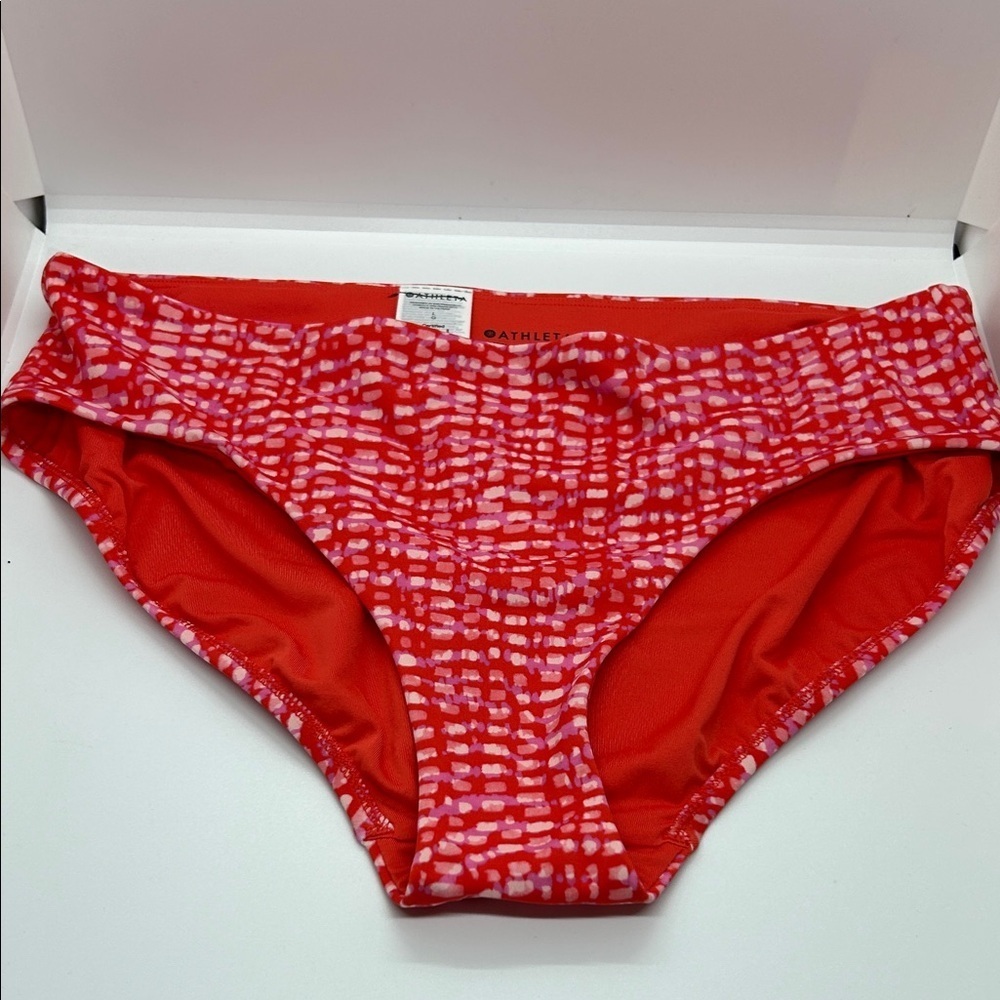 Athleta Vibrant Red Low Rise Bikini Bottoms Size Large